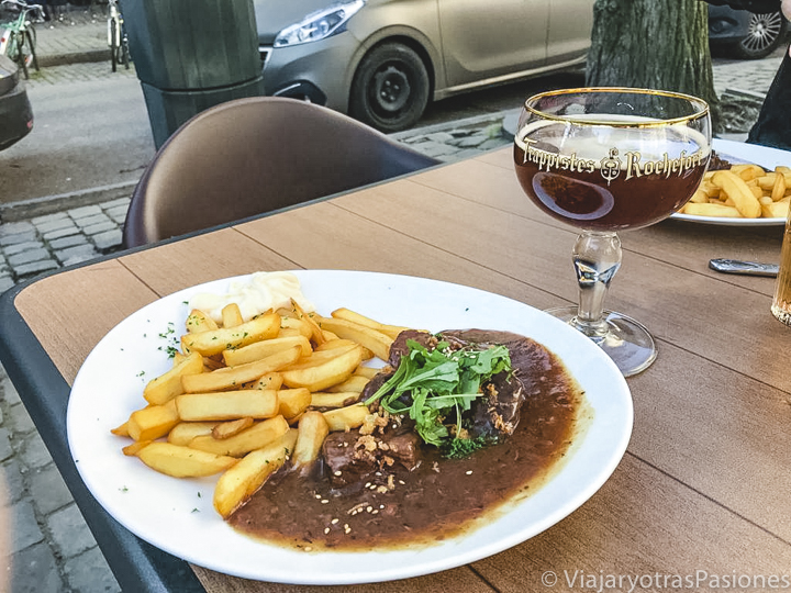 Sabroso plato de carbonnades flamandes en Bélgica