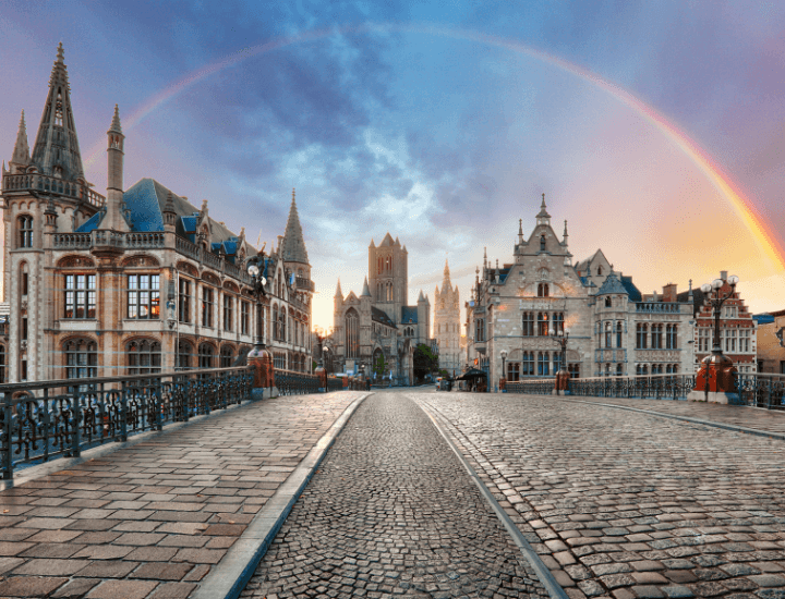 Espectacular vista del centro de Gante en Bélgica